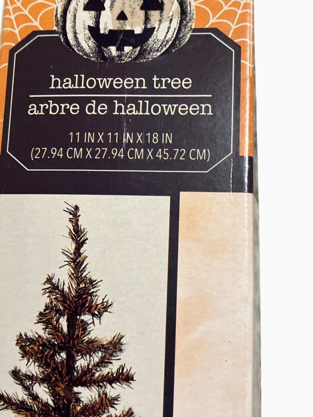Artificial Halloween Tree With Stand 18 Inch Black and Orange Miniature
